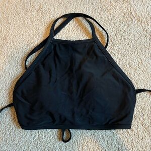 Aerie High Neck Tie Black Swim Top